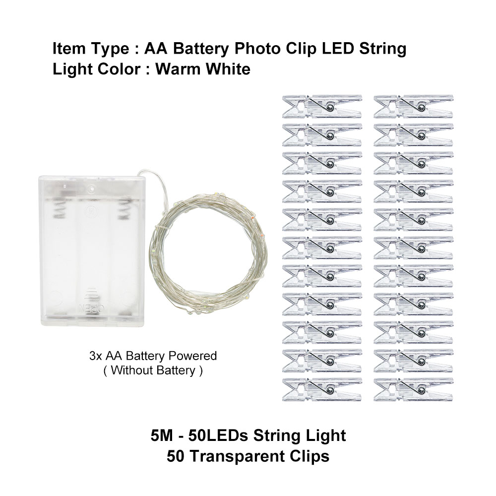 2m 5m 10m LED Garland Photo clip string lights powered by Battery USB fairy light Wedding Party lighting Home Decoration: 5M - 50 Clips