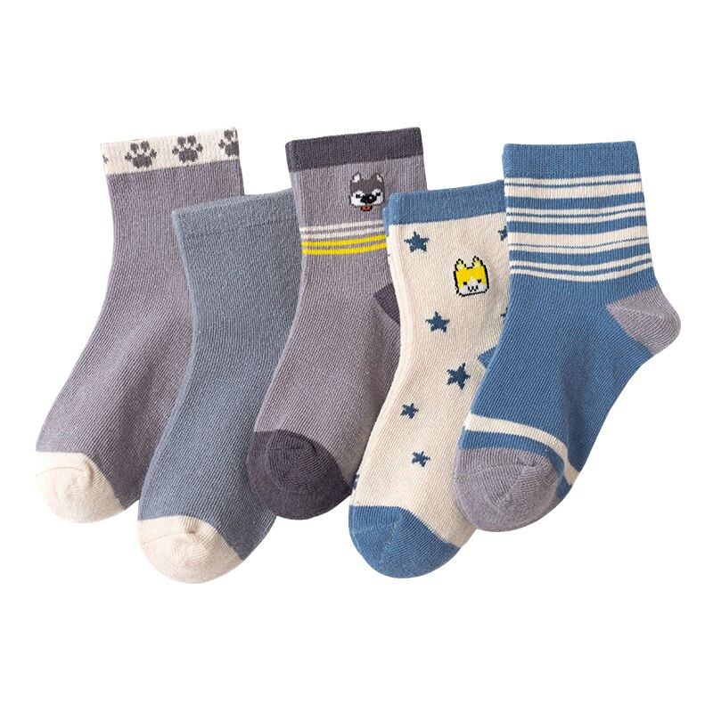 HIPAC 5 Paare Neugeborenes Baby Socken freundlicher Mädchen Jungen Winter Socke Paar für Kleinkind Jungen Mädchen Baumwolle Baumwolle Sterne Druck zubehör: XL