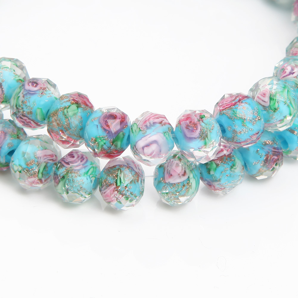 8/10mm Murano Glass Lampwork Beads for Jewelry Making Necklace Diy Bracelet Rondelle Faceted Flower Beads Accessories Supplies: Orange / other