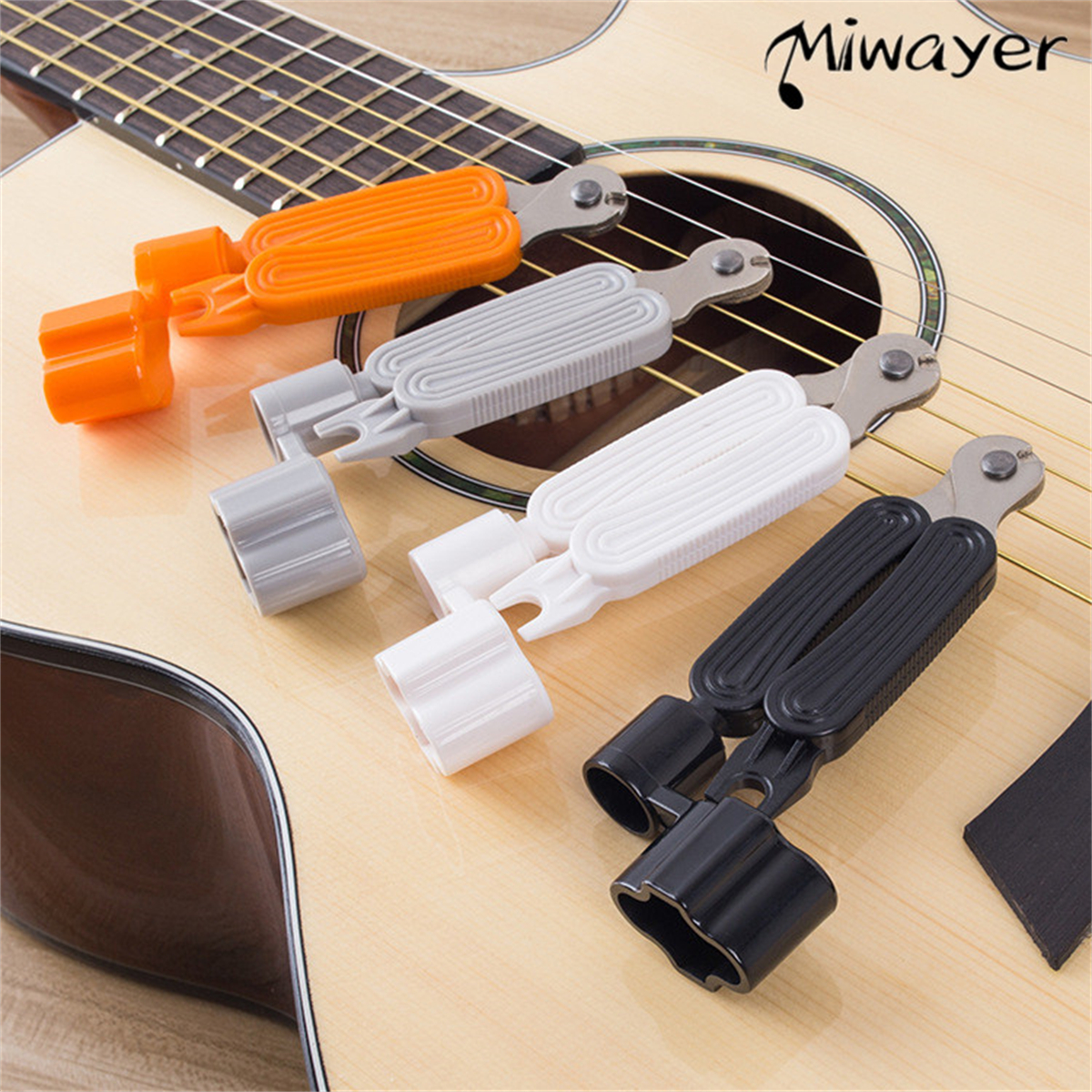 Miwayer enrouleur de cordes de guitare 3 en 1, enrouleur de cheville + coupe-corde + extracteur de broches, outil d'entretien de guitare, outil de réparation