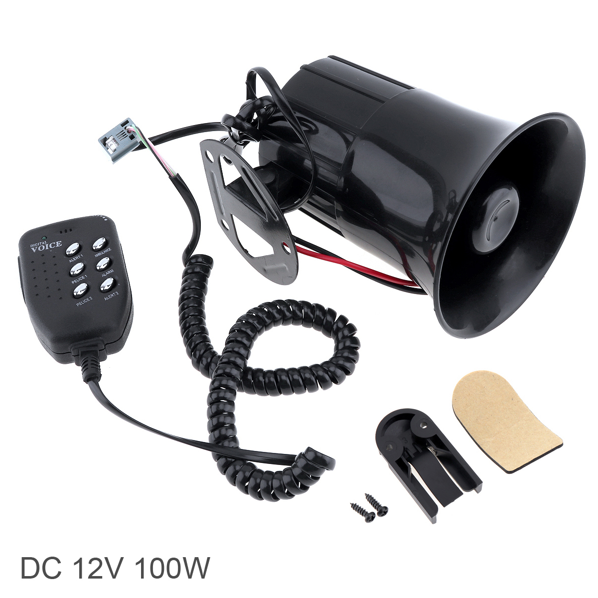 12V 100W Loud 6 Sounds 120-150dB Black Air Horn Siren Speaker for Auto Car Boat Megaphone with MIC Loud Speaker Siren