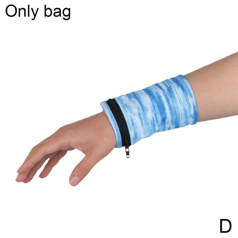 Bolso de brazo para teléfono móvil, accesorio deportivo elástico para la muñeca, para guardar llaves, tarjetas bancarias, para correr al aire libre o ciclismo: D