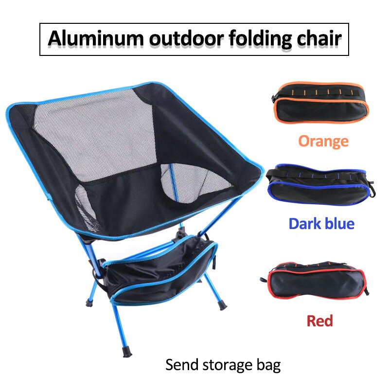 Bärbar camping strandstol lätt vikbar fiske utomhus camping utomhus ultra ljus orange röd mörkblå strandstolar