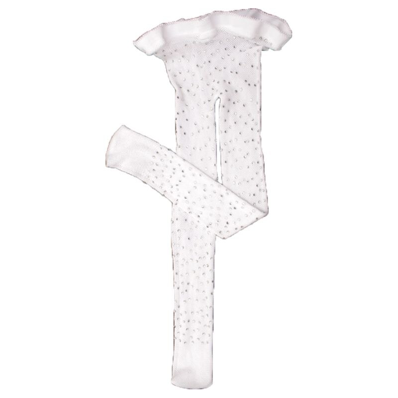 Kinderen Rhinestone Visnet Sokken Mode Meisjes Dieptepunt Sok Dunne Panty 40JC: WHITE / Length app.58 cm