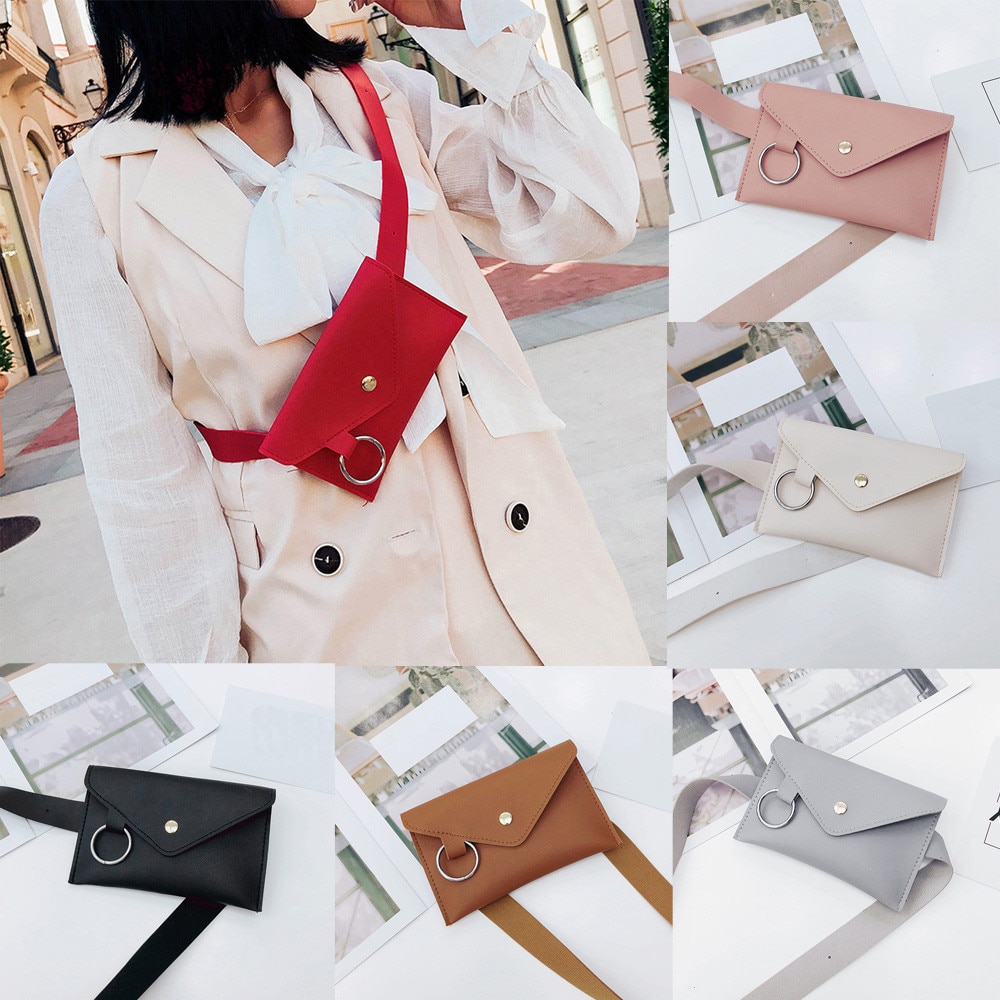 mujer Color puro anillo de cuero bandolera mensajero pecho bolsa crossbody bolsas para mujer