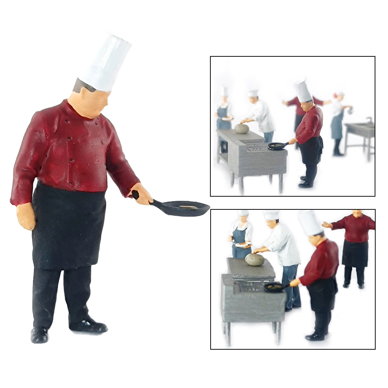 1/64 Scale Resin Mini Figures People Railway Scenery Miniature Model: Chef Red 4