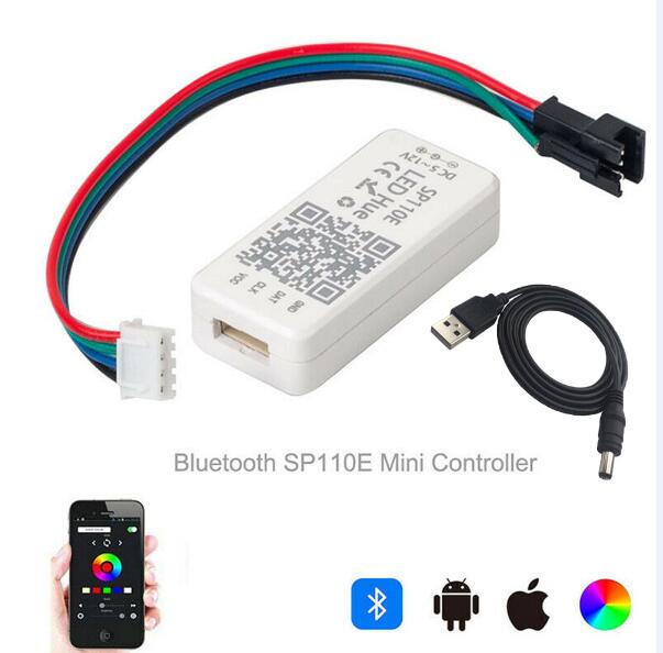 Controlador de luz de píxel SP110E con Bluetooth, regulador de intensidad USB DC para WS2811 WS2812B SK6812 RGB RGBW APA102 WS2801 pixeles: sp110e usb cable