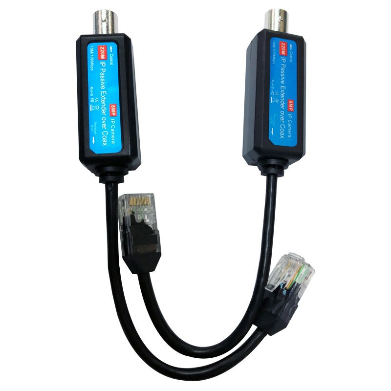 1-CH Passive IP Extender over Coax Transmit IP Camera signal over Existing Coaxial Cable at 100Mbps