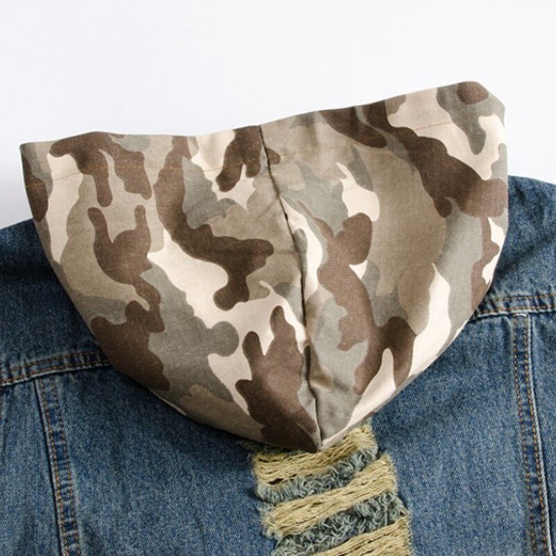 Autumn Hooded Vests Men Streetwear Distressed Slim Vintage Washed Mens Denim Coat Zipper Casual Jacket Man Outwear