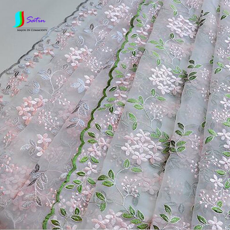 DIY hecho a mano de gasa de rayón encaje de tela con bordado de flores falda cortinas opacas Ropa Accesorios Para falda de ancho 125CM S452P