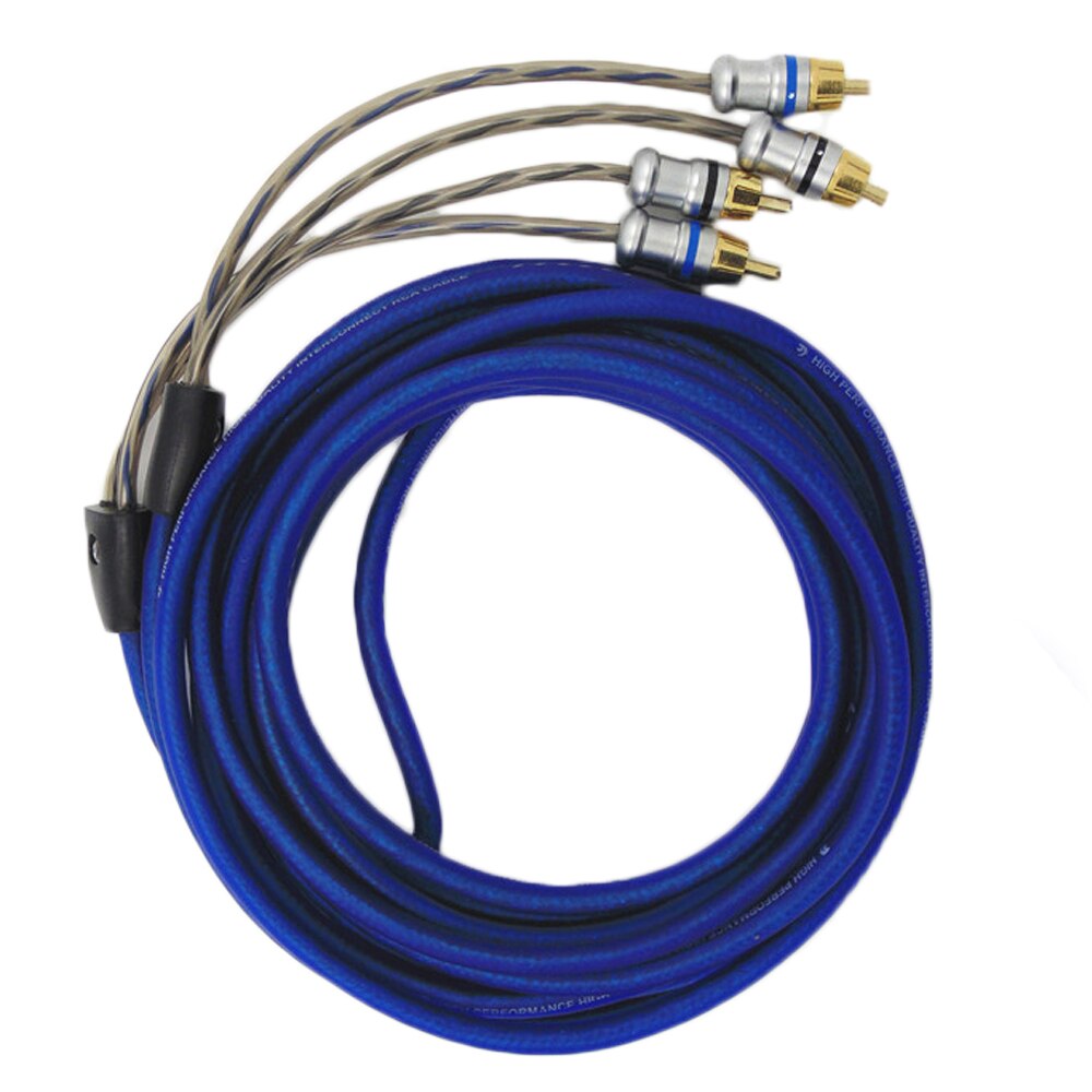 Cable Converter Amplifier Subwoofer Oxygen-Free Copper High-Grade Gold-Plated Copper Wire Mining Plug Blue RCA Audio Cable 5M