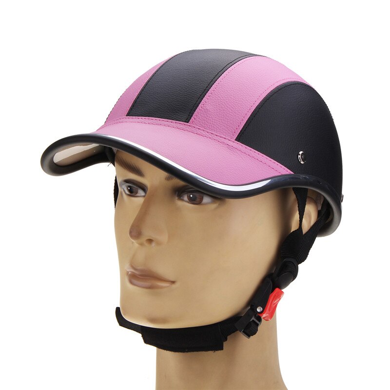 Motorhelmen Lederen Bike Scooter Half Open Gezicht Beschermende Helm Veiligheidshelm Unisex Racer Helm Baseball Cap Stijl