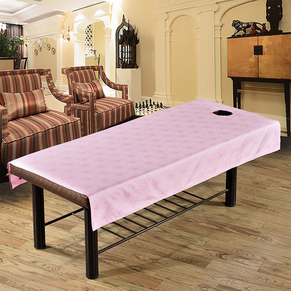 Tafelhoes, massagebedlaken, bank met gezichtsgat, zacht, waterdicht, machinewasbaar, herbruikbaar, spa-salon, cosmetisch polyester: Roze bloem / 80190cm