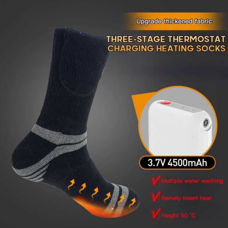 2Pcs Upgrade Verwarmde Sokken Elektrische Verwarmde Sokken Unisex Sport Sokken Oplaadbare Batterij Warme Sokken Boot Voeten Warmer Verwarming Sokken