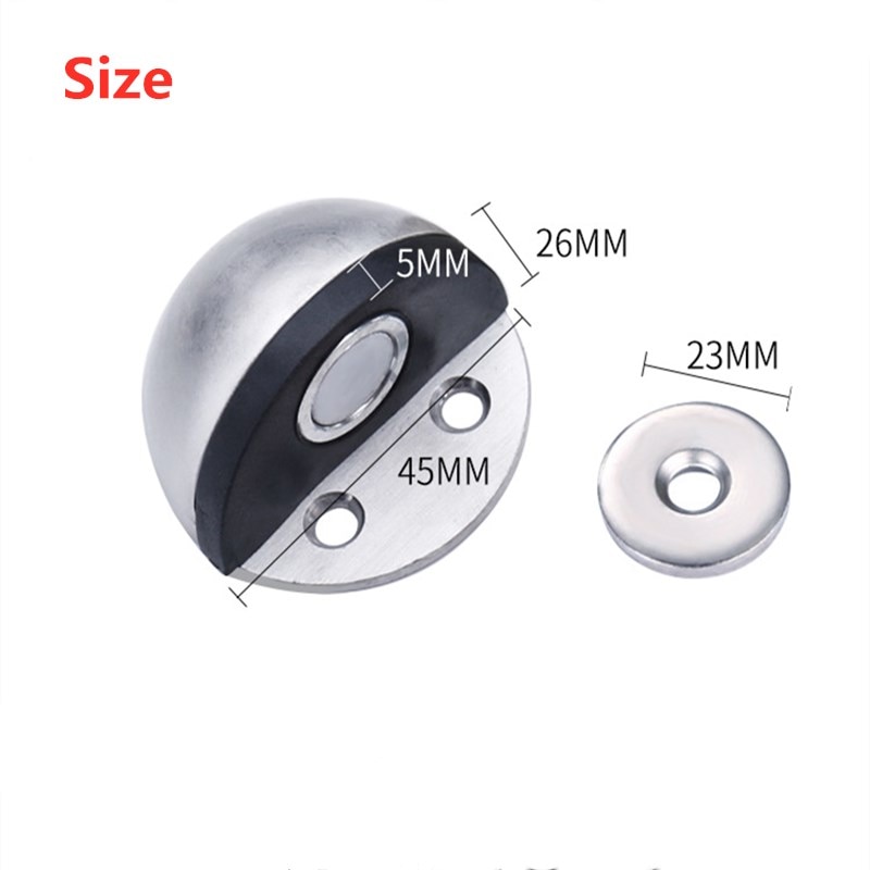 Stainless Steel Rubber Magnetic Door Stopper Non Punching Sticker Hidden Door Holders Floor Mounted Nail-free Door Stops