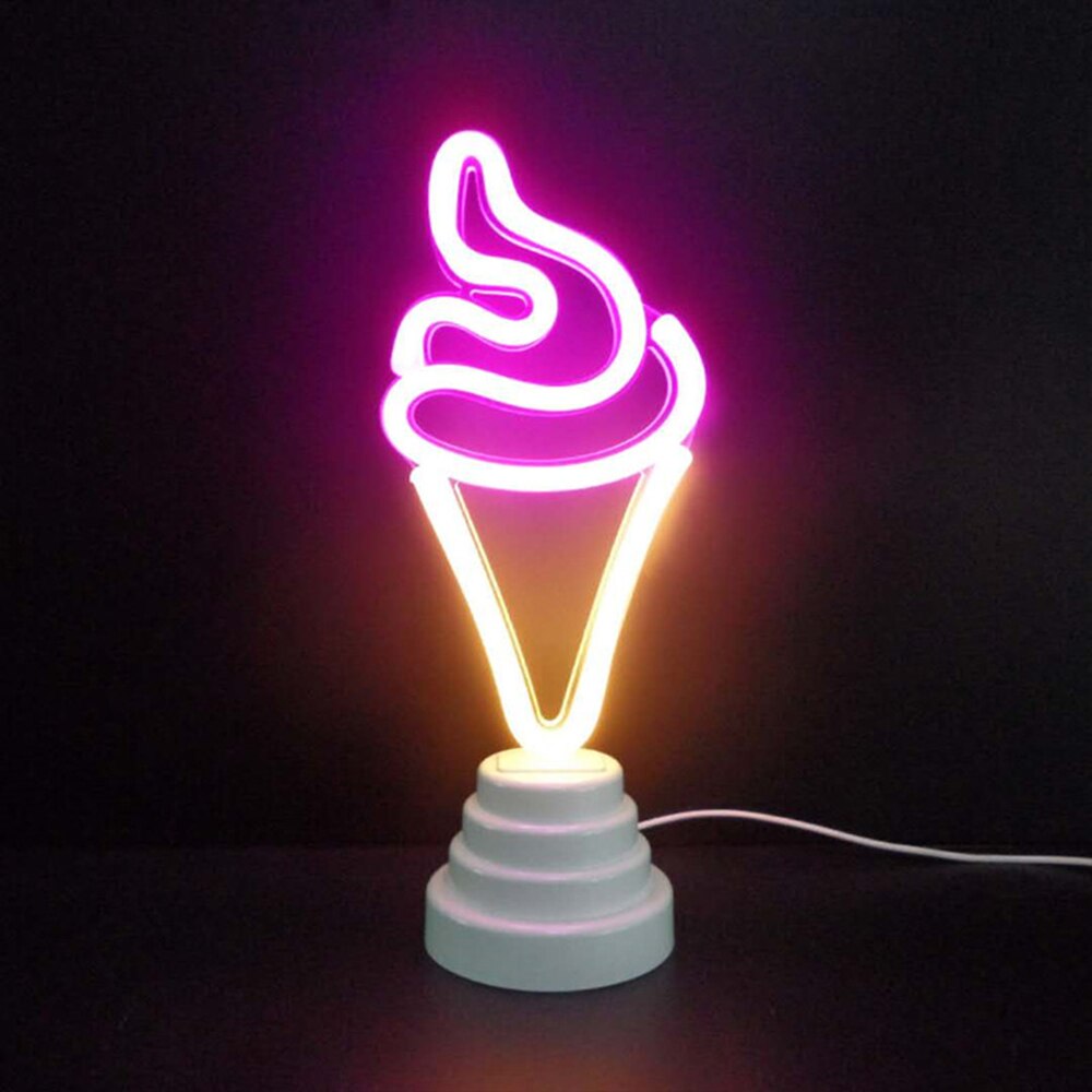 Lampe de Table colorée en forme d'ananas, lumière murale néon LED, décoration de Table, pour la maison, fête d'anniversaire: ice cream