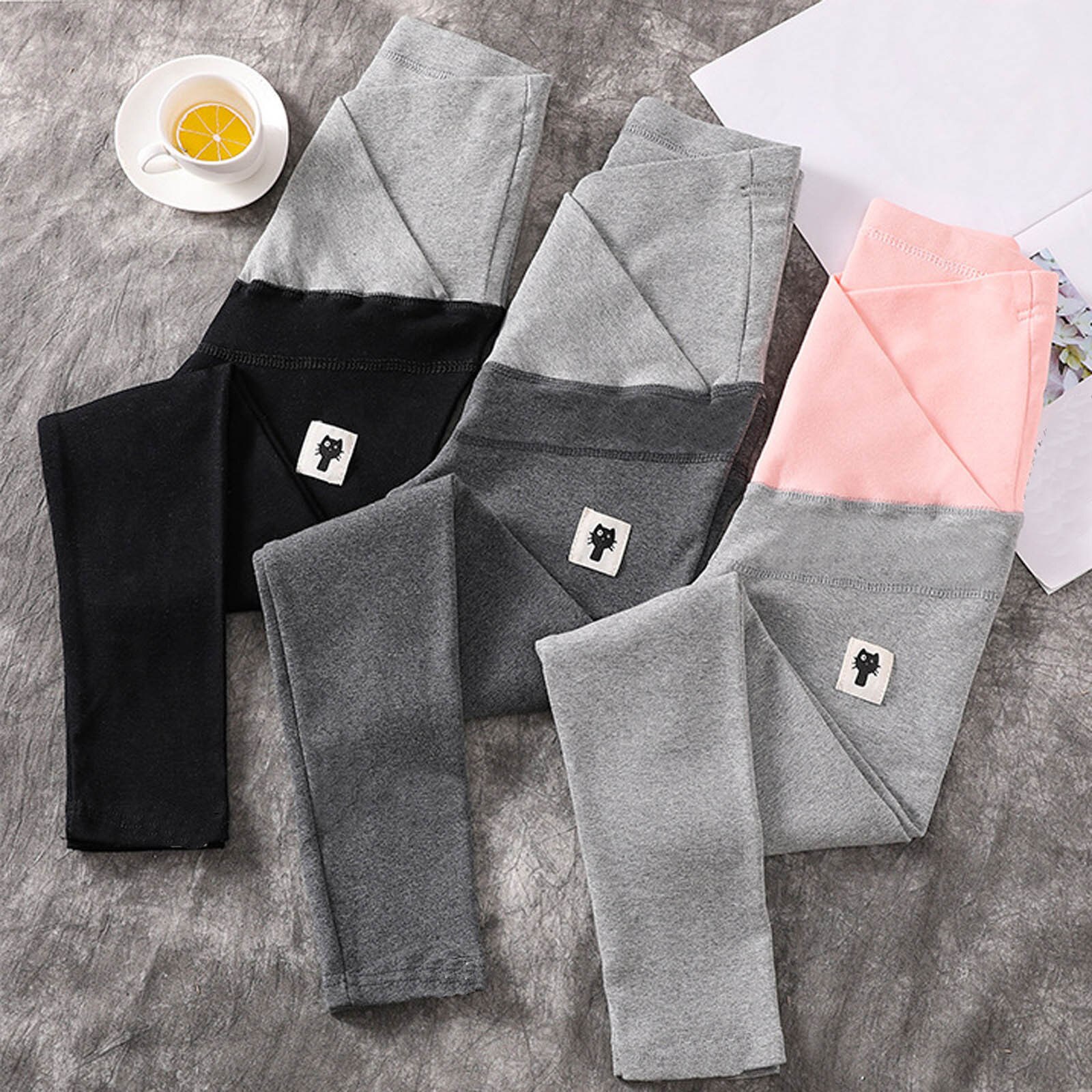 Women Pants Pregnancy Clothes Women's Solid Color With Cat Sign Comfortable Cat Loose Adjustable Maternity Pants For Ropa Mujer