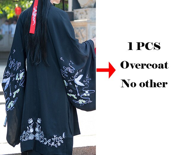 Borduurwerk Hanfu Traditionele Dans Kostuums Vrouwen Mannen Folk Festival Outfit Crane Fee Jurk Rave Prestaties Kleding DC3453: black coat / S
