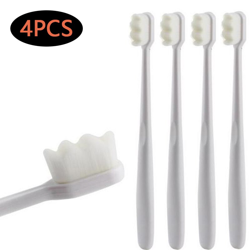 Ensemble de 4 brosses à dents Ultra-fines souples, millions de Nano soies, pour adulte, nettoyage en profondeur, Portable, voyage, soins buccaux: A01