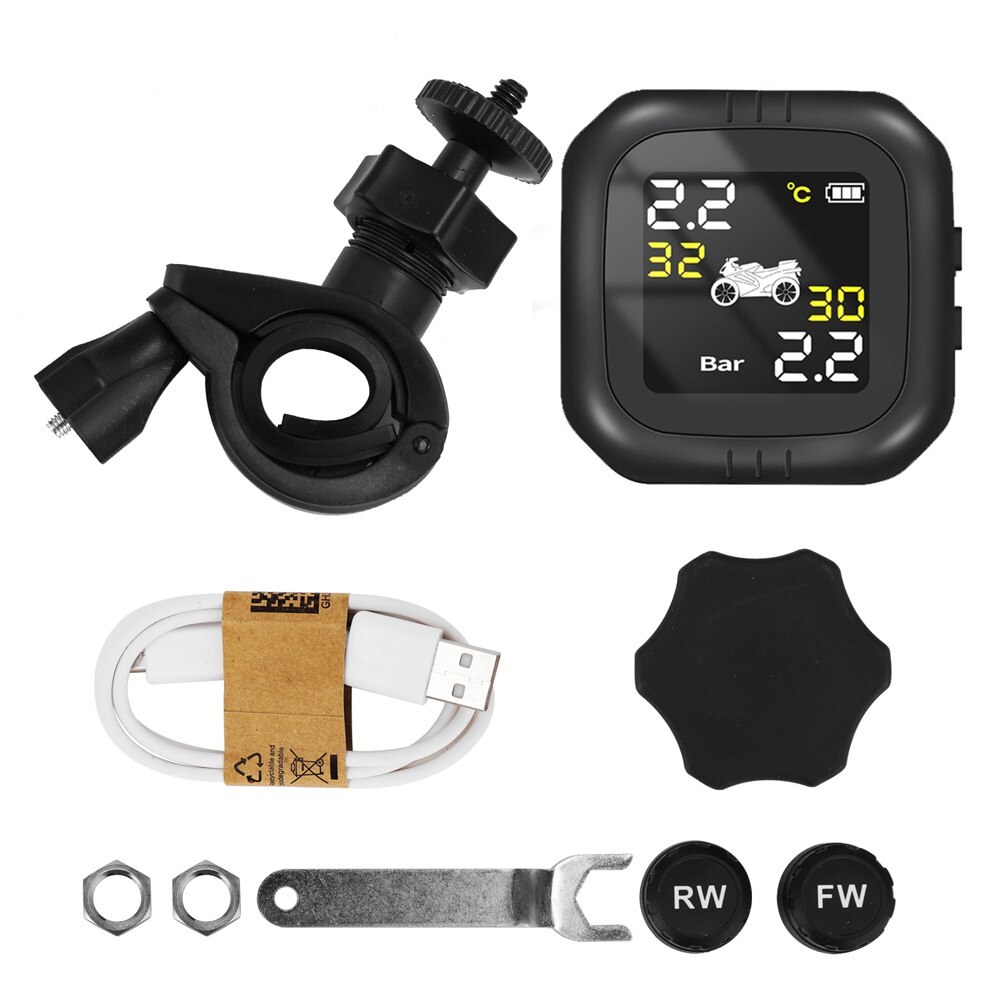 Wireless Motorcycle Tire Pressure Monitoring System TPMS Waterproof Cordless High Accurancy Tire Pressure Tester Real-time