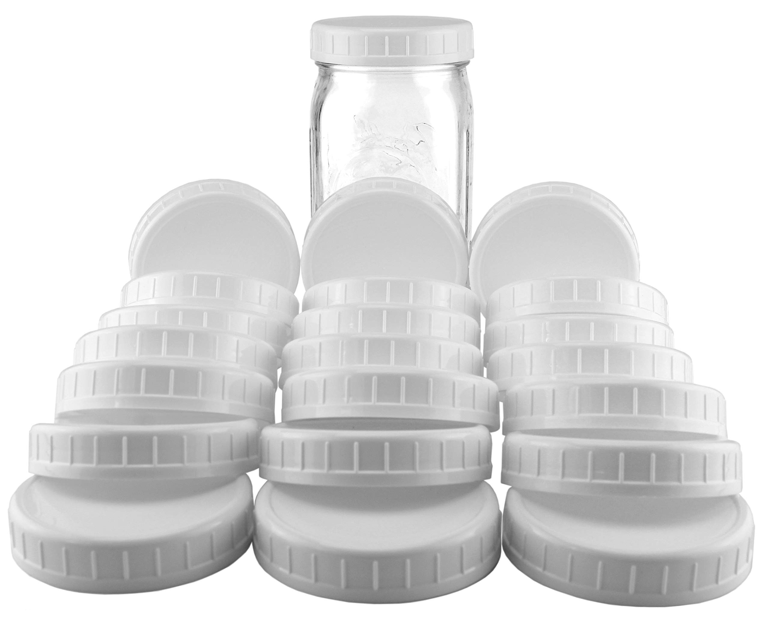 12 wide mouth plastic mason jar lids 2 dozen unlined white ribbed lids