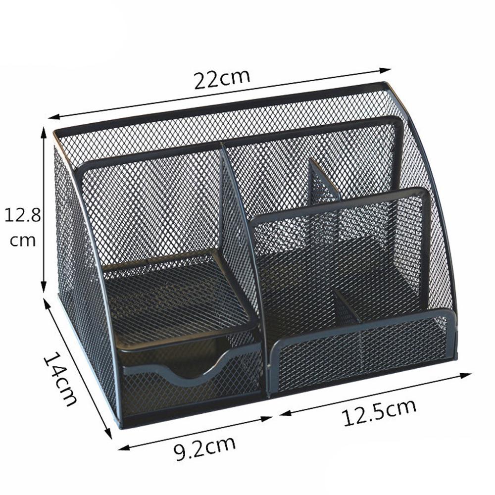 Office Desk Organizer with 6 Compartments Drawer | The Mesh Collection Black Desktop Storage Office Desk Organizer