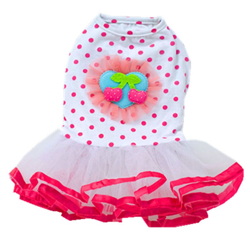 Chien cerise motif Style jupe gonflée chiot dentelle robe coton et maille matériel décontracté confortable Simple vêtements pour animaux de compagnie: 2XL