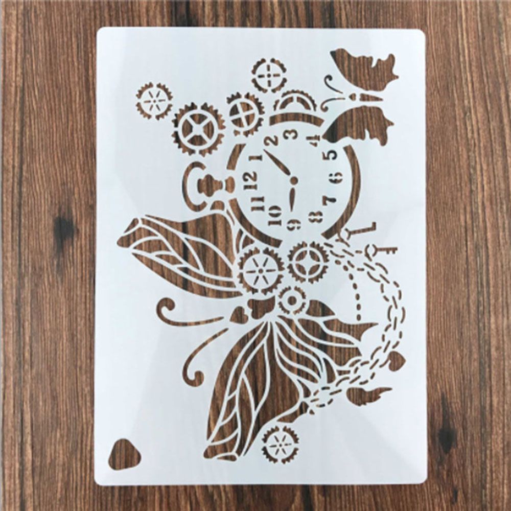 Pochoir réutilisable européen classique, horloge papillon, aérographe, peinture artistique, moule à gâteau en Spray, artisanat de décoration, bricolage: 1