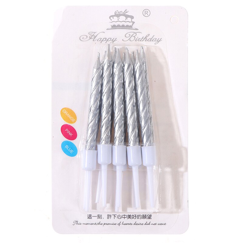 6/10PCS Threaded Candle Curved Cake Candle Long Curving Cake Safe Flames Kids Birthday Cake Romantic Decorations 1box: SV-10PCS