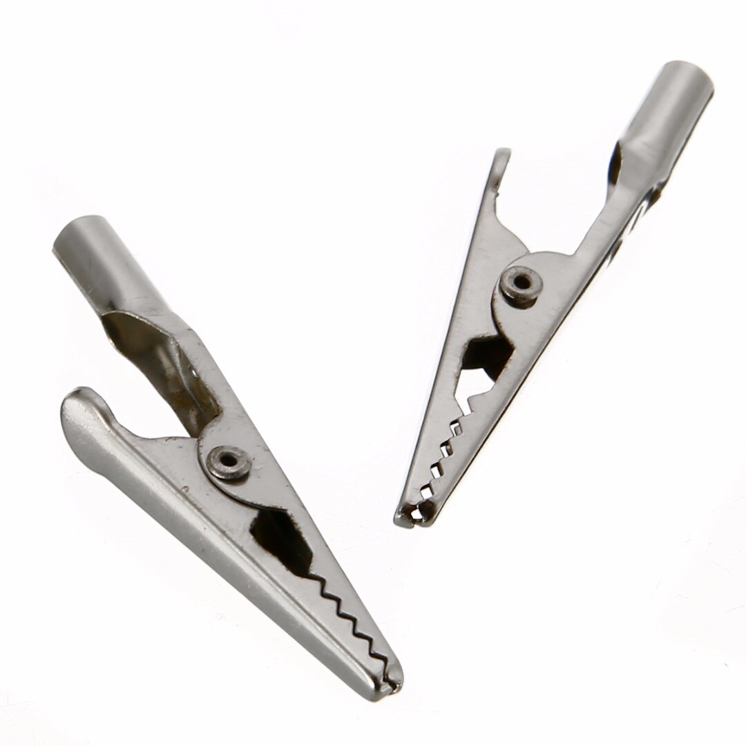 10pcs Nikkel Staal Elektrische Test Krokodil Alligator Clips Klemmen Silver Tone 51mm Lengte