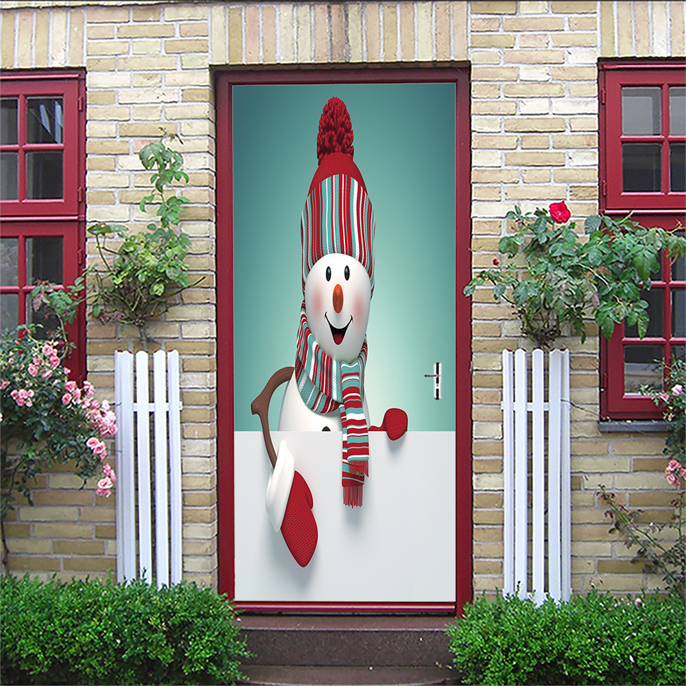 PVC Self-Adhesive Waterproof Door Sticker Christmas 3D Abstract Line Mural Wallpaper Art Door Poster: MTSD007 / 77x200cm