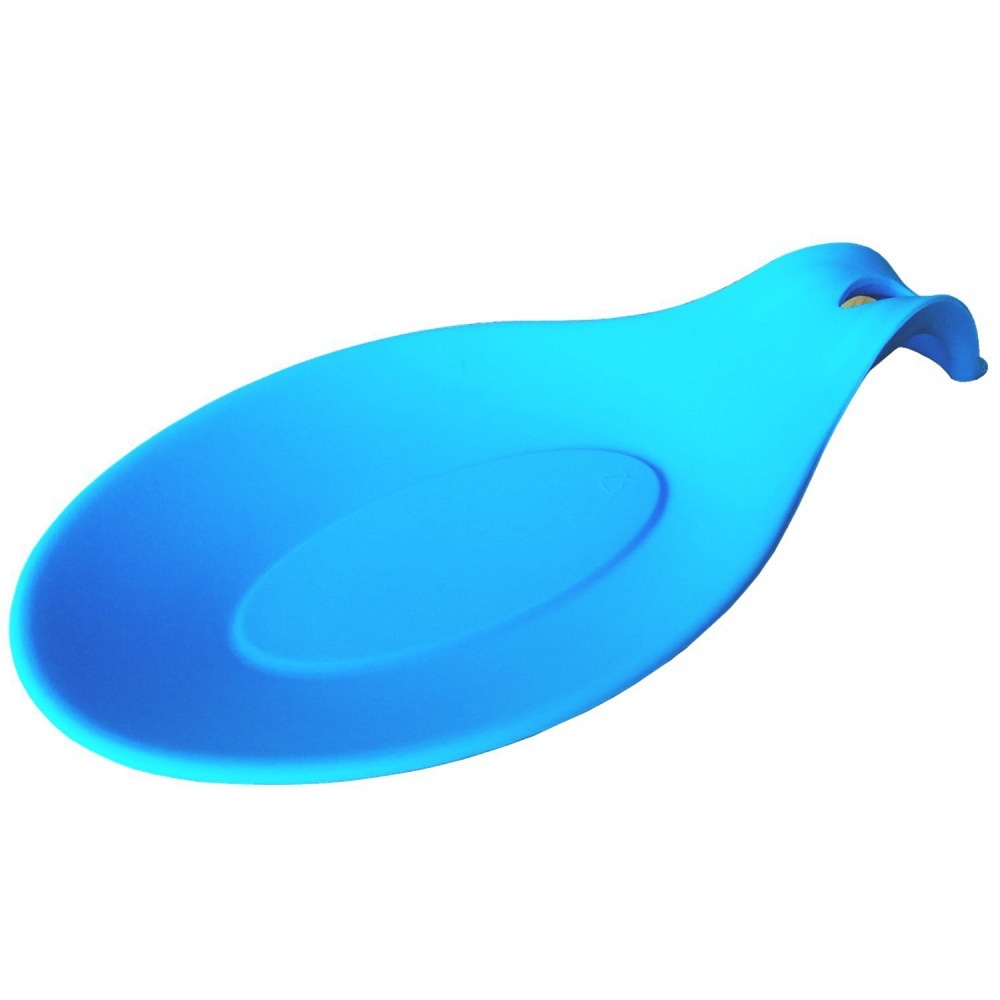 1 Pcs Dikke Siliconen Pad Spatel Pad Lepel Pad Food Grade Hittebestendige Lepel Pad Servies Plank Pad: Blauw
