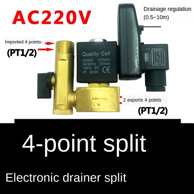 Elektronisk afløbsventil timer afløbsventil magnetventil 4 6 punkter  dn15 ac220v: Split 4 ac220v