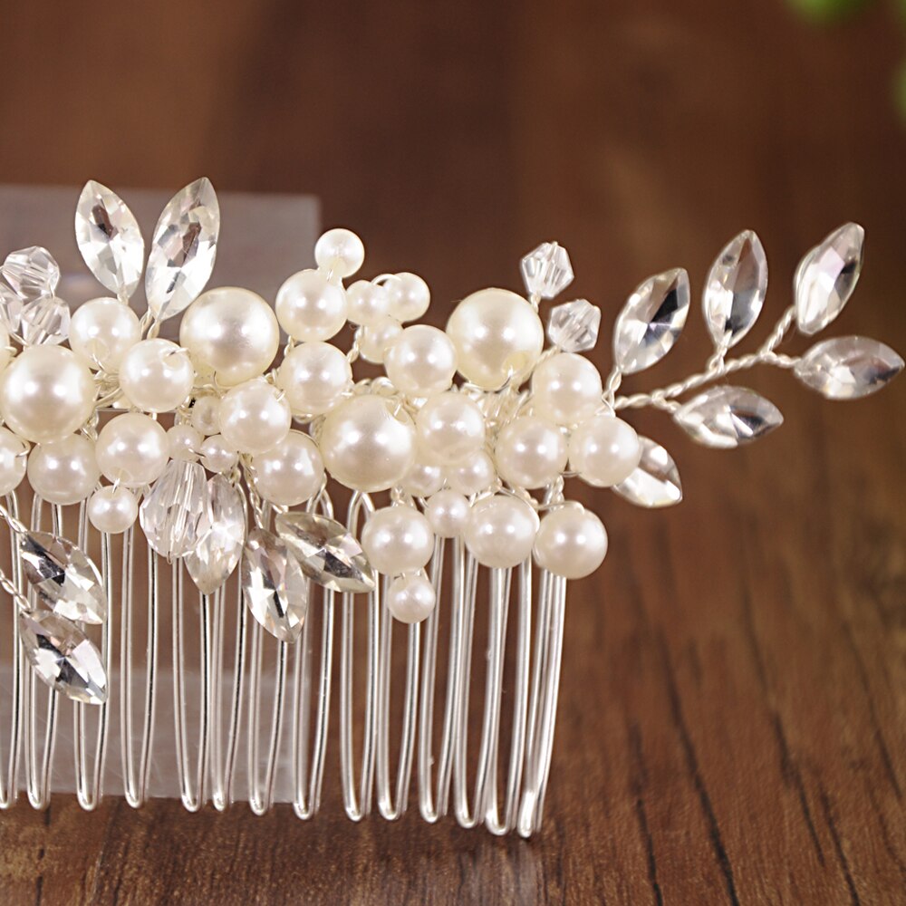 Trixy  h13 rhinestone hår kam brude tilbehør perle hår kam bryllup hår klip brude hår smykker hår ornamenter hovedstykke