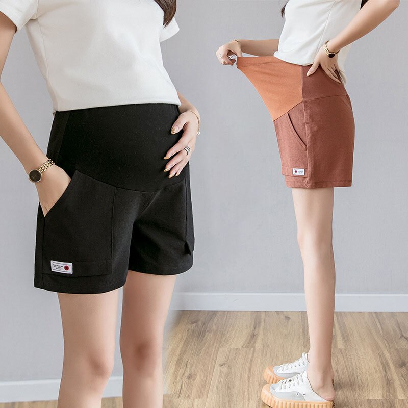Baumwolle Leinen Mutterschaft kurze Hose Schwangere Frauen Sommer Dünne verlieren Kurze Hosen Schwangerschaft Außerhalb khaki Hosen lässig kurze Hose
