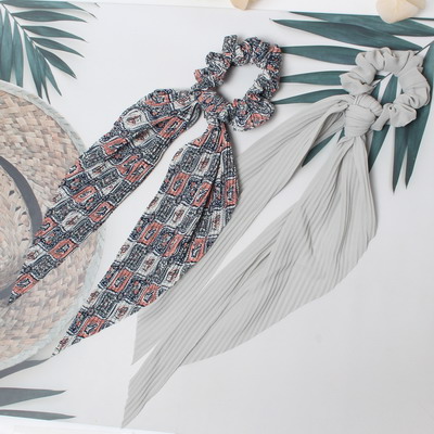 Chouchous élastiques à rayures et points, 2 pièces/lot, élastique pour queue de cheval, bandeau, corde pour cheveux, cravate, Stipe pour femmes et filles: Kaki