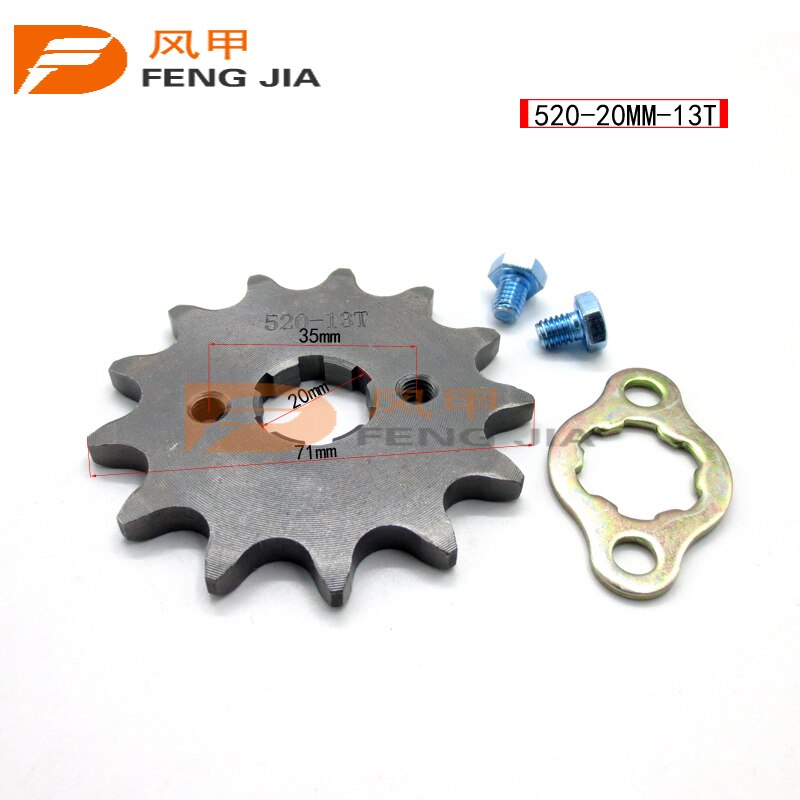 Front Engine 520# 11T 12T 13T 14T 15T Teeth 20mm Chain Sprocket With Retainer Plate Locker for Motorcycle Dirt Bike ATV