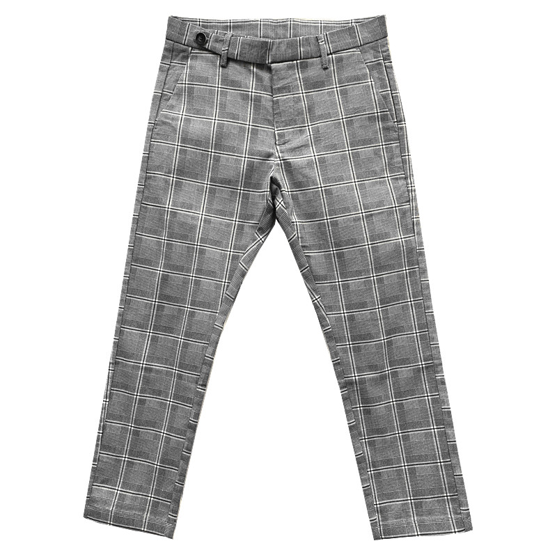 de los hombres vestido a cuadros pantalones de la longitud del tobillo Pantalon hombre Casual traje de hombre Slim Pantalón Formal de negocios pantalones Streetwear ropa