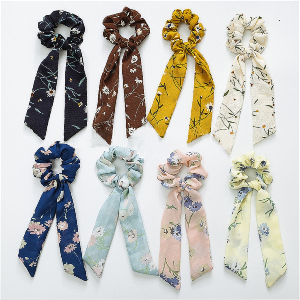 Chiffon Streamers Ponytail Tassel Hair Ring Ribbon Women Hair Rope Bow Hair Accessories Tied Hair Style Tool