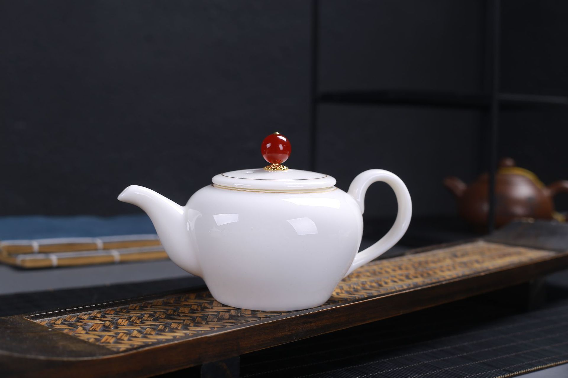 Høj kvalitet suet jade keramisk tekop stor tre-talent dæk skål te maker håndlavet hvid porcelæn skål: Lyserød