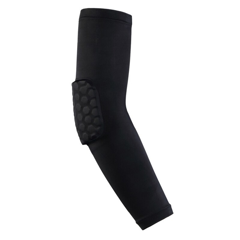 Single Sports Armguard Basketball Honeycomb Anti-collision Elbow Support Lengthened High Elastic Quick-drying Protective Gear: Black / XL