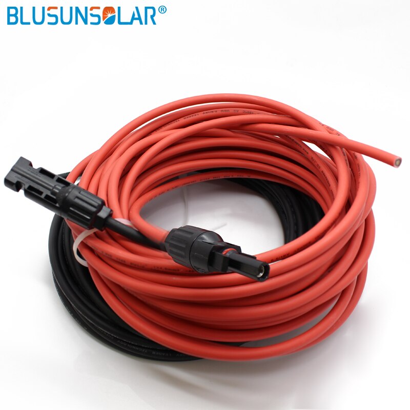 2 pec/lot SolarCable PV Wire Extension with SOLAR Connector Solar PV Cable Copper Wire 6/4/2.5 mm2 10/12/14 AWG