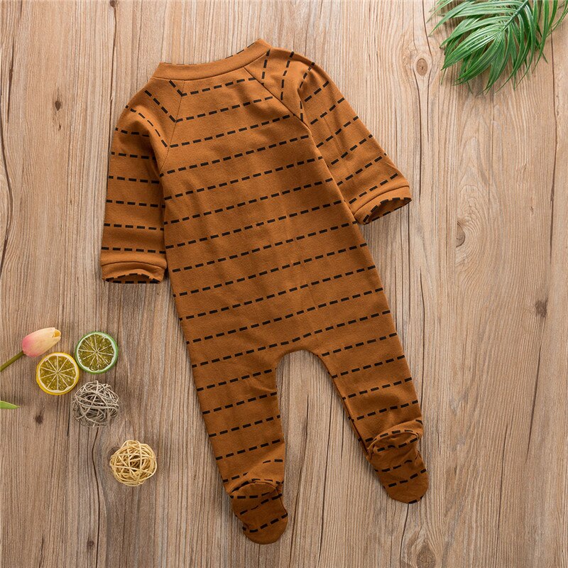 Neue Striped Neugeborenes Kinder Junge Mädchen Footies Overalls Lange Hülsenspielanzug Playsuits langarm Baumwolle Weiche Outfits Kleidung Herbst