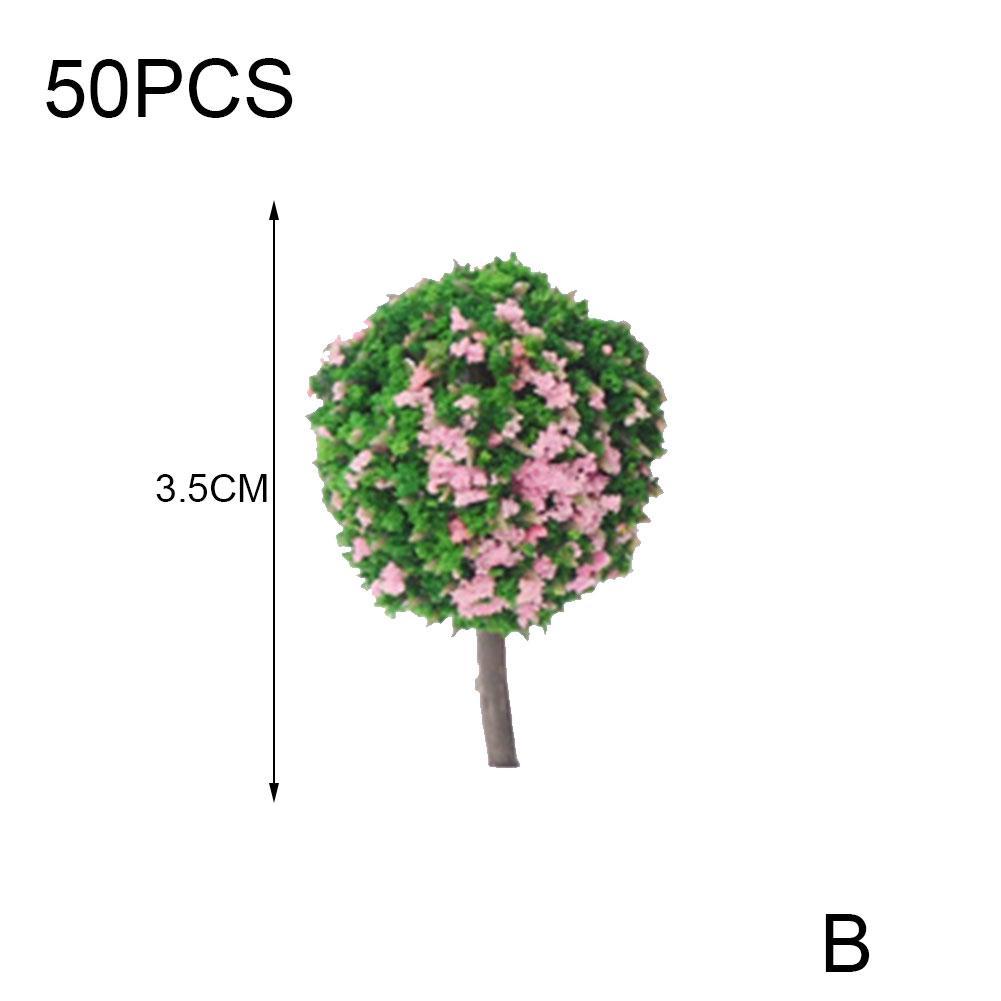 50 Stuks Bloem Model Trein Ronde Bomen Bal Vormige Landschap Kleuren Schaal Landschap 1/87 Gemengde K7W9