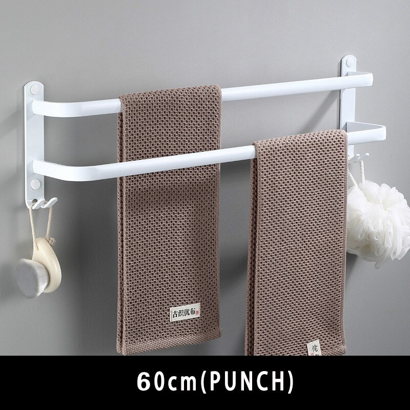 ZTBH Badkamer Hardware Sets Handdoekhanger Muur Gemonteerd, Handdoekstang Wit Handdoekhouder, 30-50 CM Handdoekenrek, Badkamer Handdoekenstangen Aluminium Badkamer Hardware Handdoekenset (Kleur: Dubbel 40cm B
