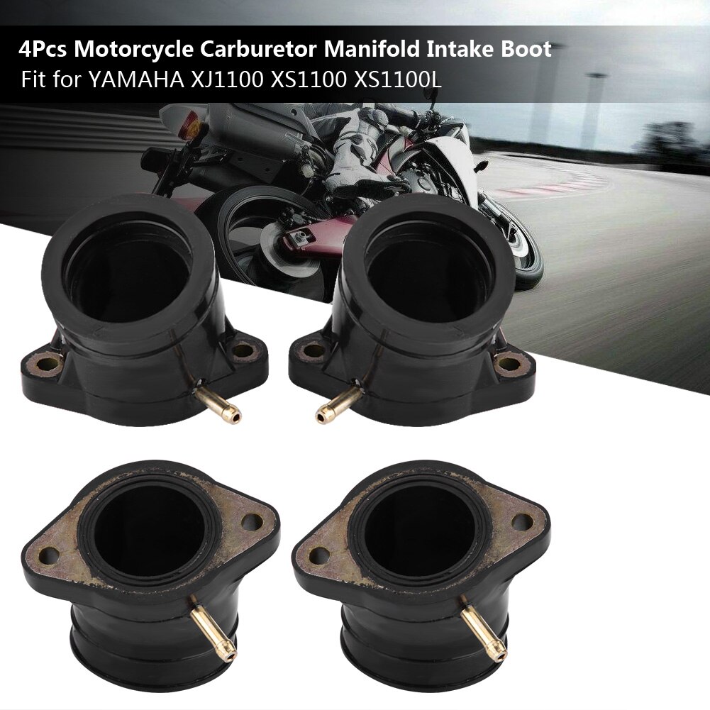 4Pcs Motorcycle Black Plastic Carburetor Manifold Intake Adapter Joint Boot for YAMAHA XJ1100 XS1100 XS1100L