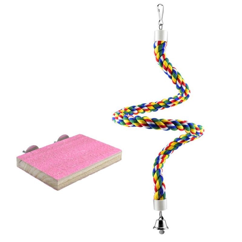 JVHLOV Vogel Kletterseil 160cm - Hanfseil Sitzstangen Für Papageien Mit Karabiner