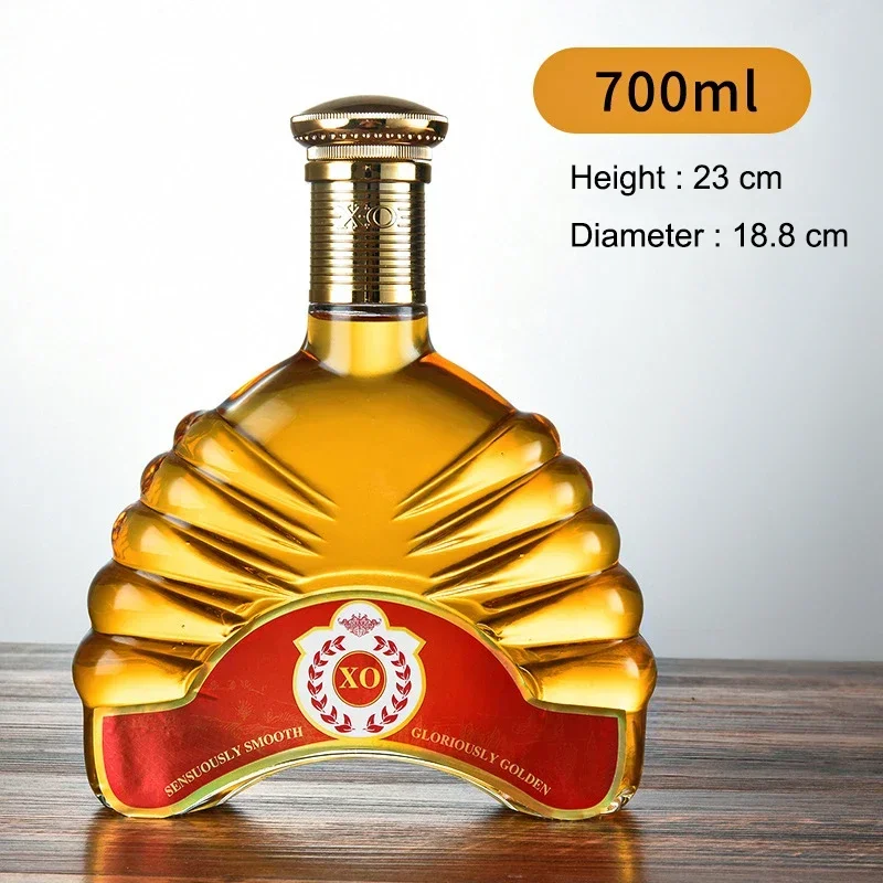 Decantador de whisky para licor, Bourbon escocés, tapón hermético, sin plomo, artículos de bar de lujo, 750 ml: Beige