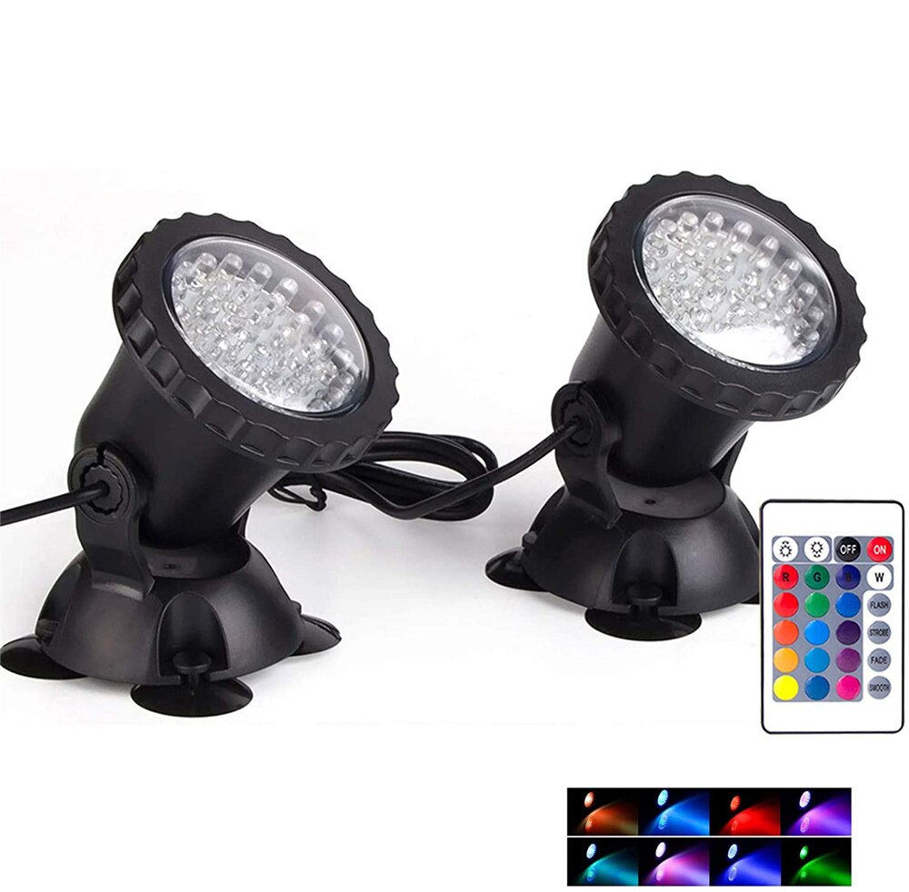RGB Tauch Teich Schwimmbad Lichter IP68 Wasserdichte Unterwasser Aquarium Strahler 36 LED Garten Landschaft Rasen Licht: 2 Lamp Set / EU Plug