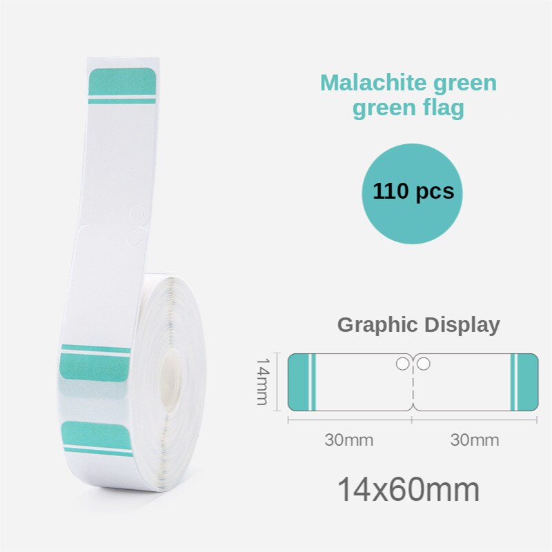 D11Printer Label Jewellery Bracelet Waterproof Anti-Oil Tear-Resistant Price Label Pure Color Scratch-Resistant Label Paper Roll: malachite green flag